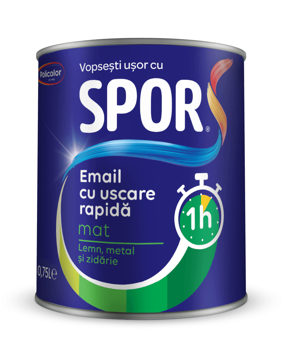 SPOR Email 0.75l MAT NEGRU, cu uscare rapida 1h pe baza de solvent