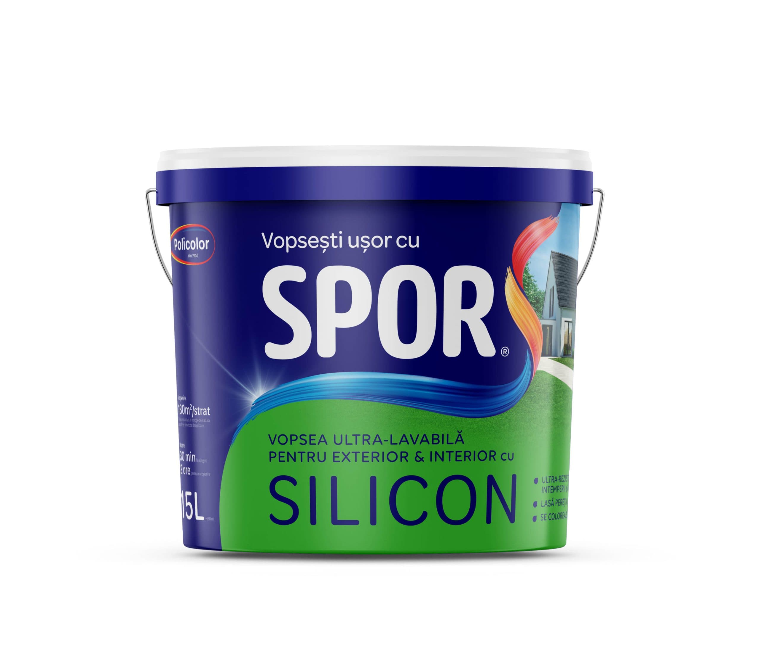 SPOR Silicon  4l, vopsea ultra-lavabila alba pentru ext. si int. 