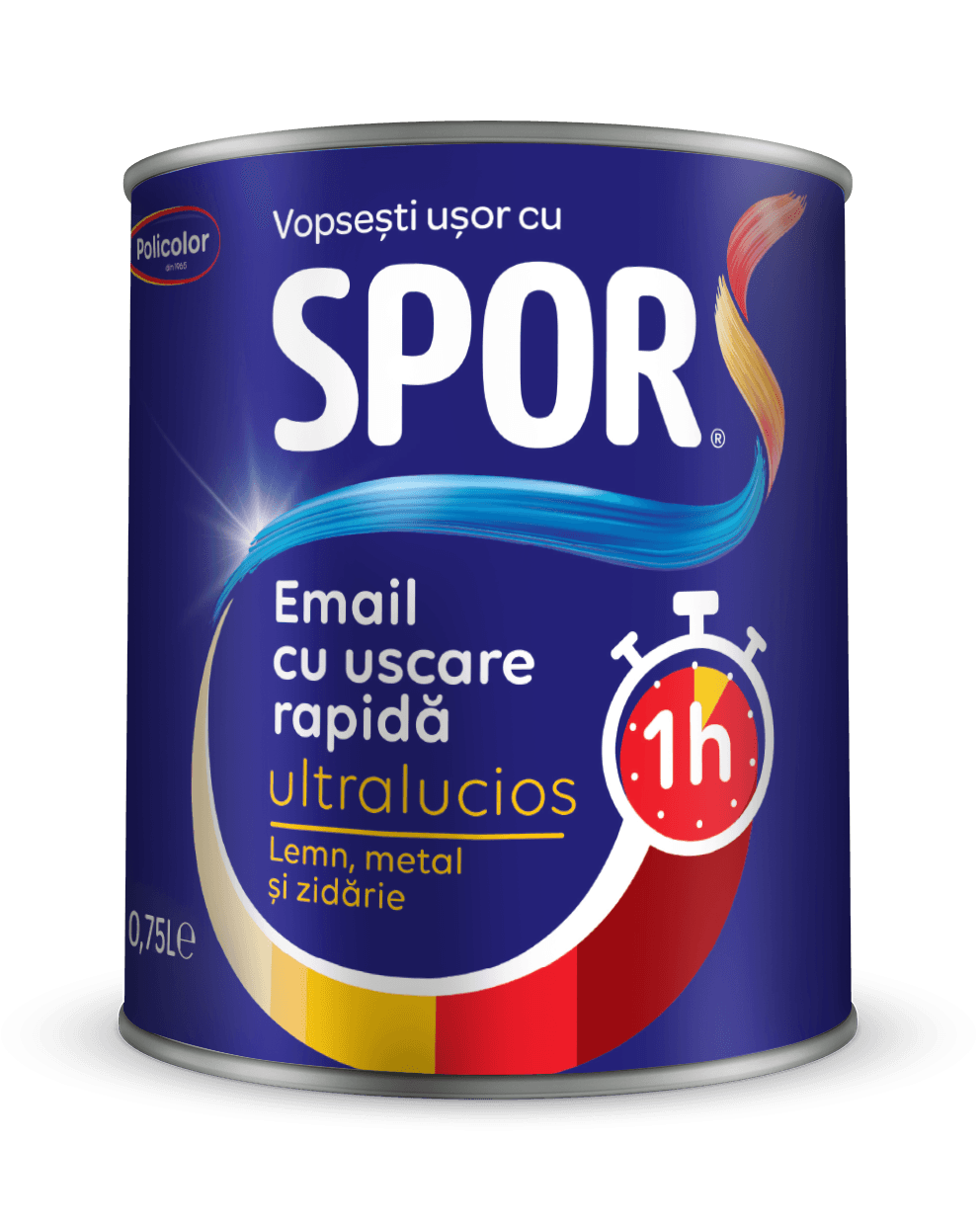 SPOR Email 2.5l ALBASTRU, ultralucios cu uscare rapida 1h pe baza de solvent