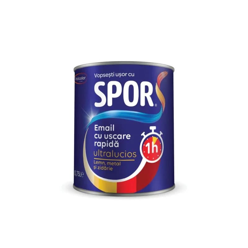 SPOR Email 0.75l NEGRU, ultralucios cu uscare rapida 1h pe baza de solvent